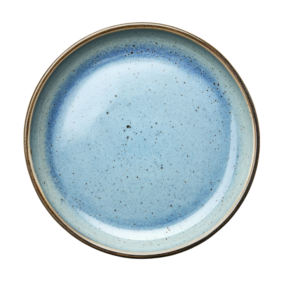 Ceramic round plate in color isolated on a clean transparent background showcasing its smooth surface and elegant design, ceramic round plate isolated on transparent background png