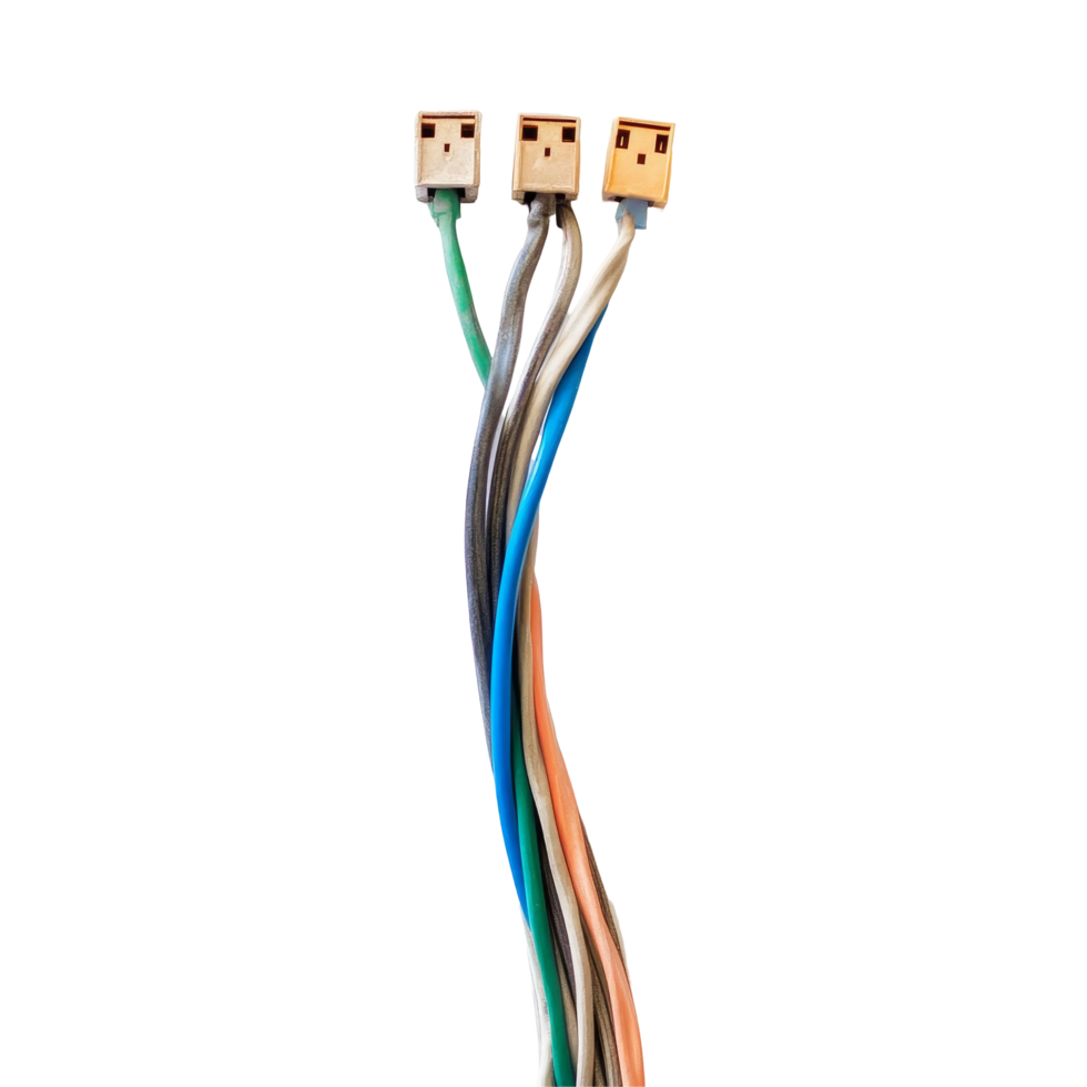 Isolated cables in vibrant colors on a clean transparent background showcasing a modern tech arrangement, cable isolated on transparent background png