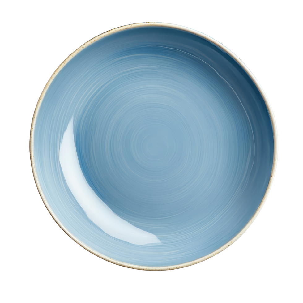 Empty ceramic plate in soft blue color resting on a transparent background ready for culinary presentation or decoration, Empty ceramic plate isolated on transparent background png