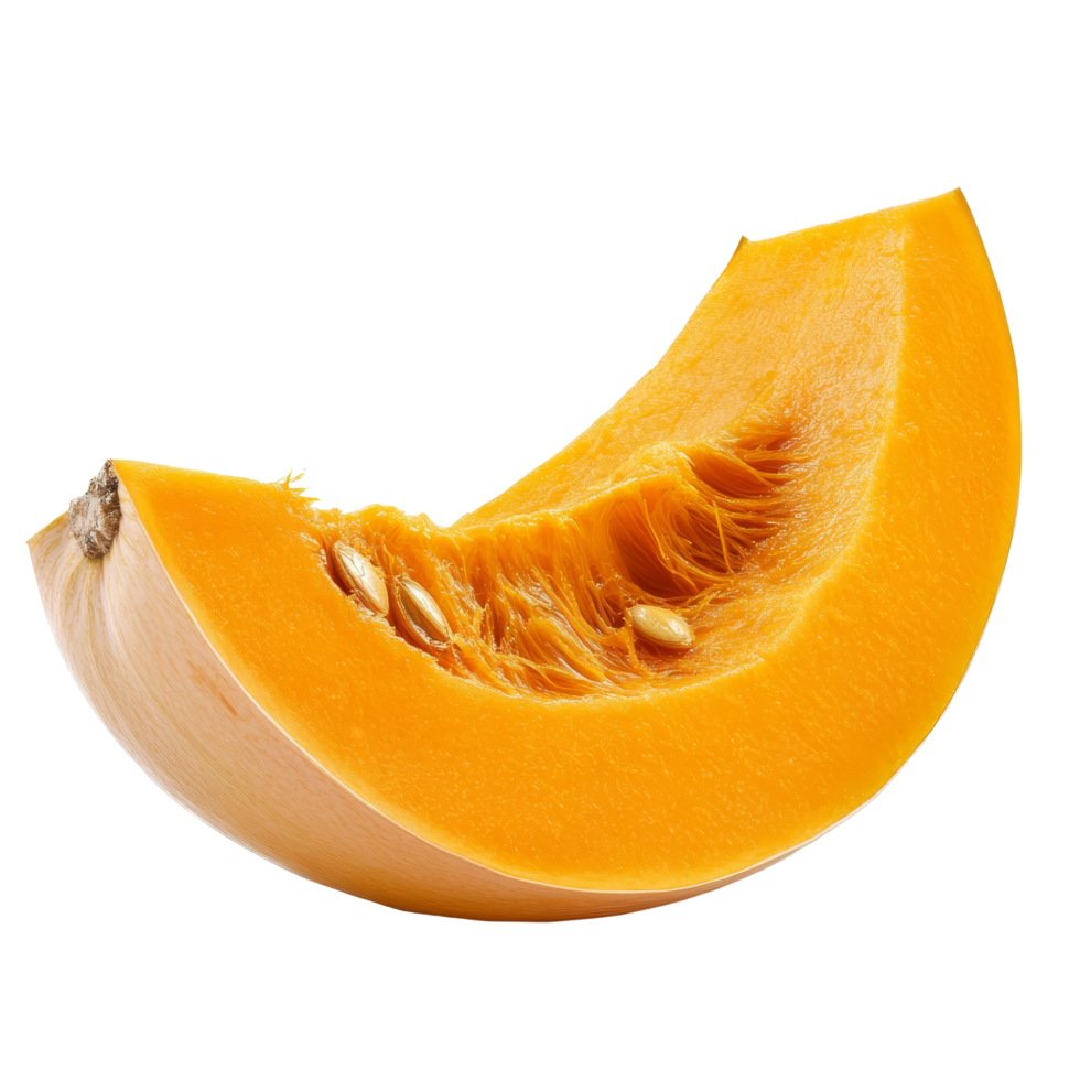 Fresh butternut squash slice on a clean transparent background illustrating vibrant color and texture, butternut squash slice isolated on transparent background png