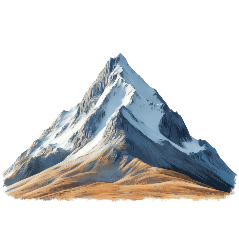 A majestic mountain stands in isolation against a bright transparent background showcasing its rugged peaks and slopes, Mountain isolated on transparent background png