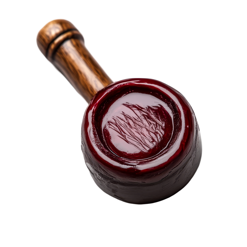 A closeup view of an elegantly crafted wax seal on a transparent background, showcasing intricate details and rich color, Wax seal isolated png