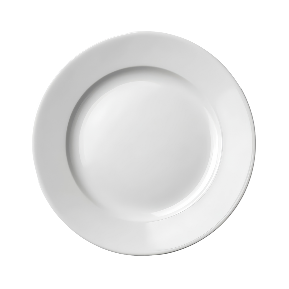 Minimalist top view of a transparent plate on a simple transparent background showcasing elegance in dining presentation, top view of transparent plate on transparent background png