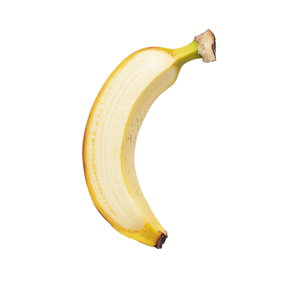 Fresh banana slice placed on clean transparent background highlighting its vibrant colors and texture, banana slice on transparent background png