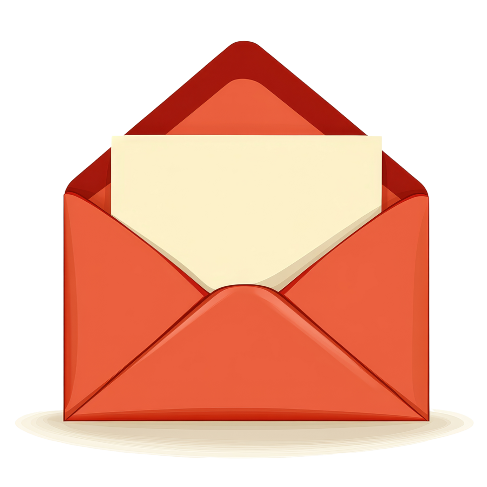 An open red envelope revealing a blank piece of paper ready for a heartfelt message or important note, Open Envelope Stock Illustration png