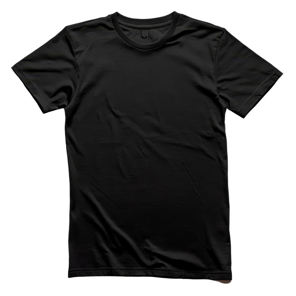 Plain black tshirts displayed against a clean transparent background for versatile fashion use, Blank black tshirts transparent background. Black tshirt transparent background png