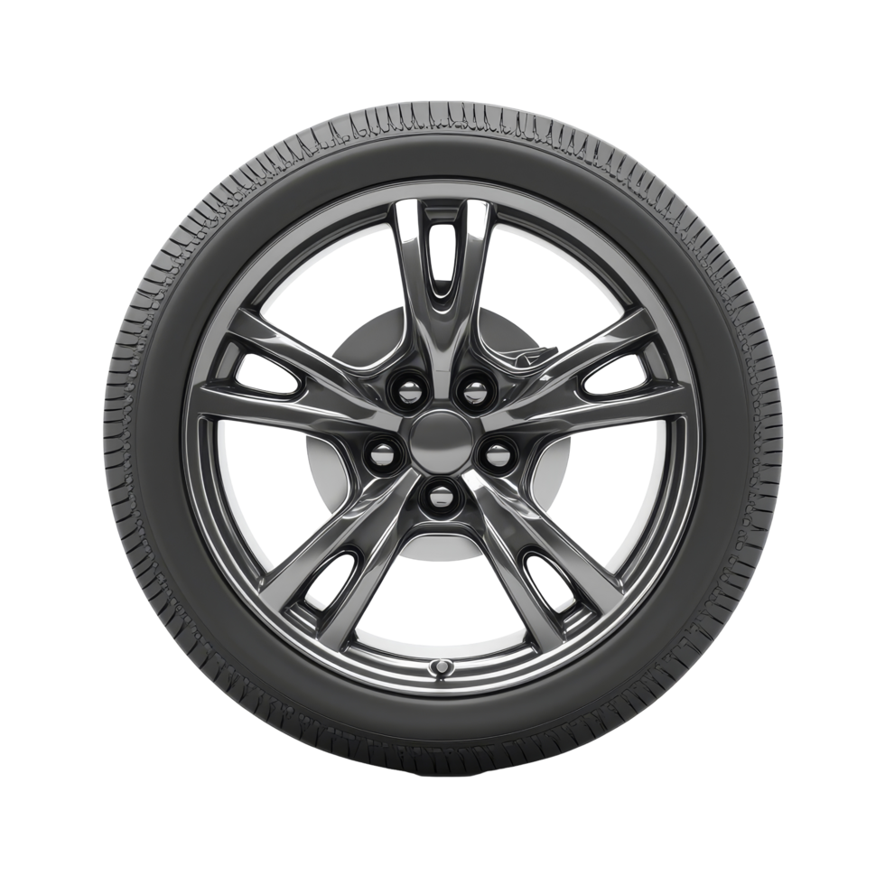Highquality isolated car wheel on transparent background showcasing modern design and detailed craftsmanship, car wheel isolated on transparent background png