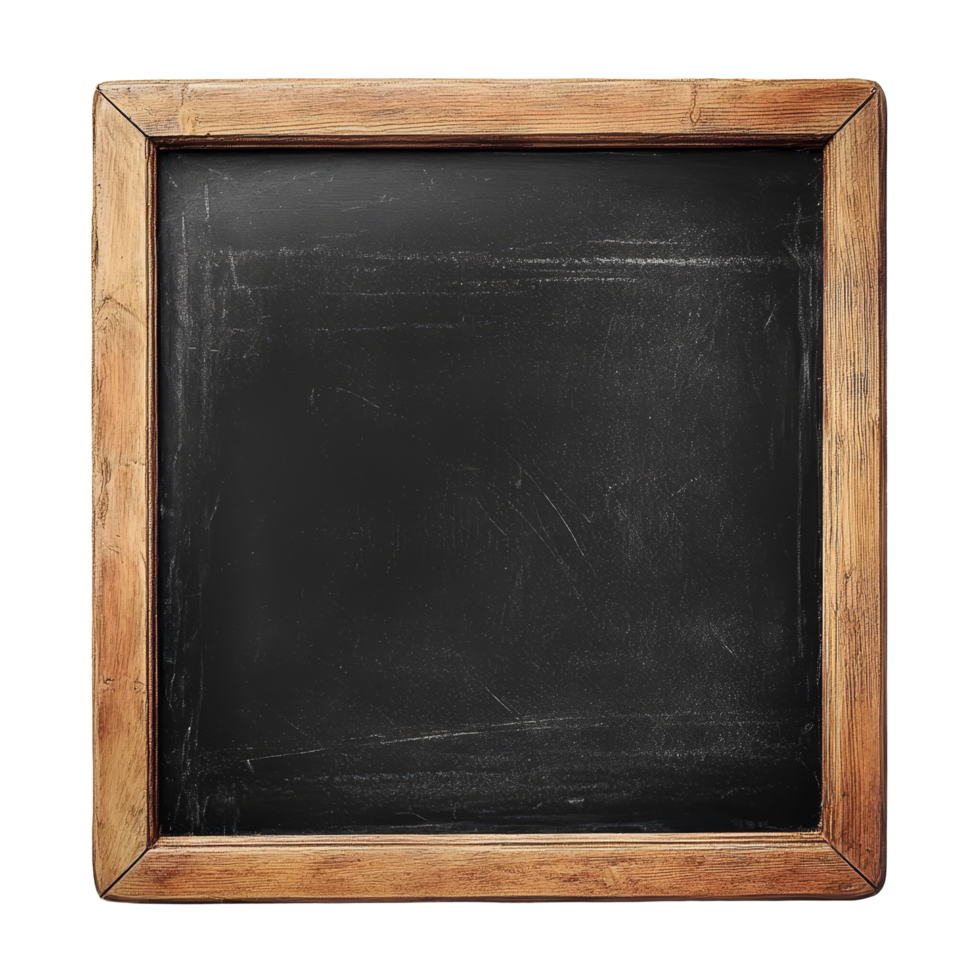 Blank blackboard with a wooden frame on a transparent background ready for messages or drawings, Blank Blackboard with Wooden Frame On transparent background png