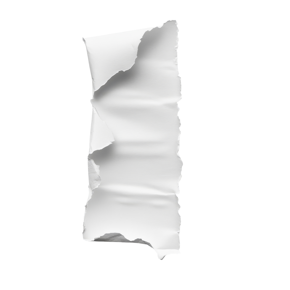 Torn piece of transparent paper isolated on a bright transparent background showcasing subtle textures and contours, piece of transparent paper tear isolated on transparent backgroundfile png