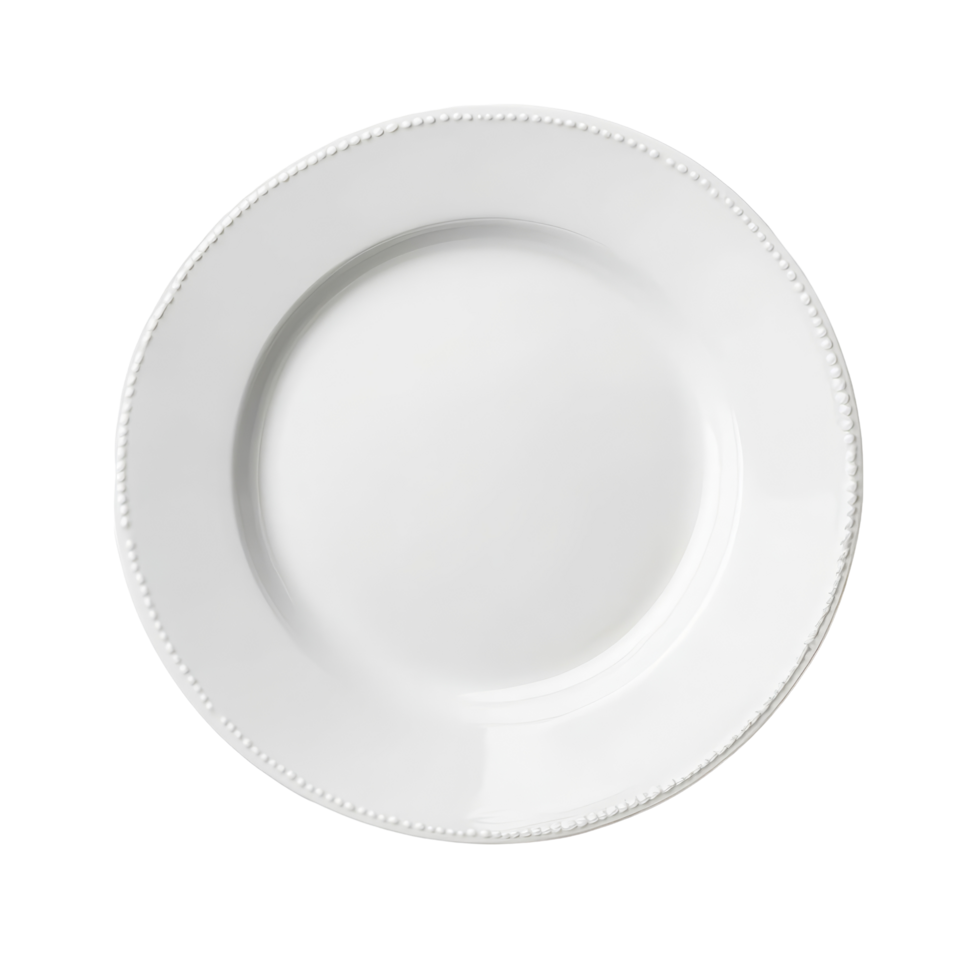 A top view of a simple transparent plate on a clean backdrop, ideal for showcasing food presentations, top view of transparent plate on transparent background png