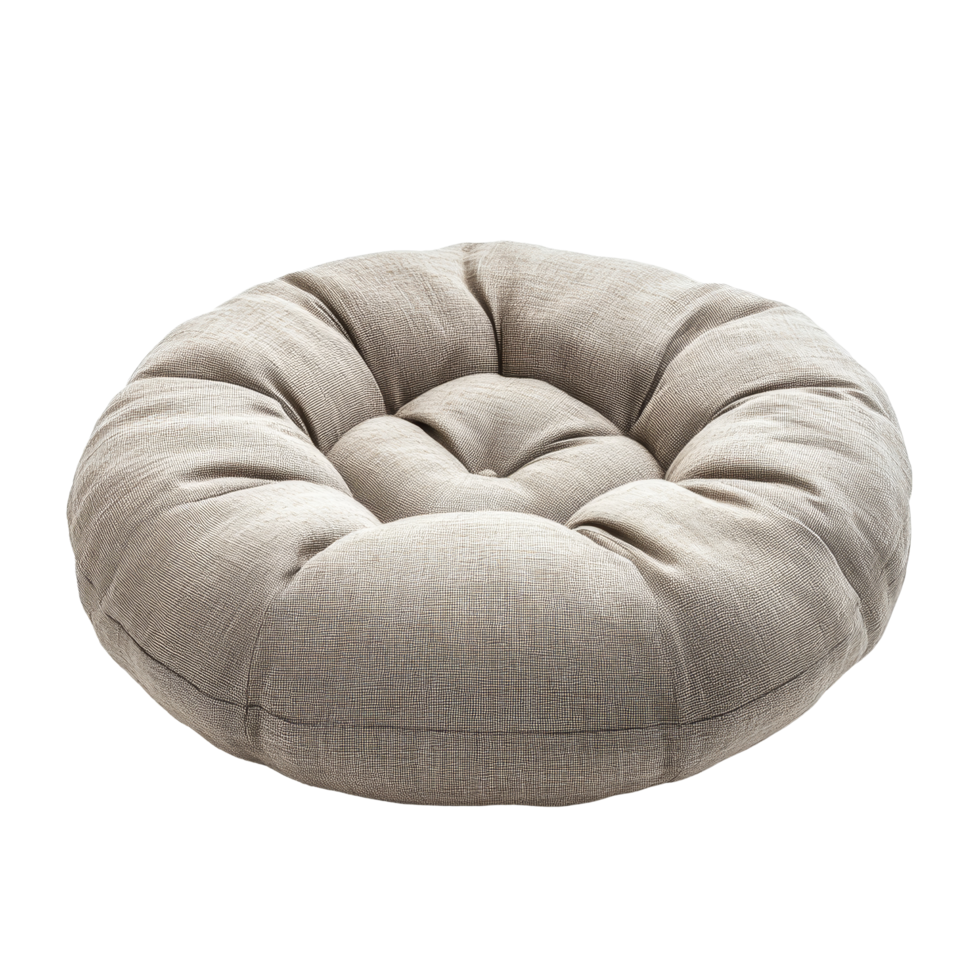 Plush meditation cushion designed for relaxation and mindfulness practices isolated on transparent background, meditation cushion isolated on a transparent background png