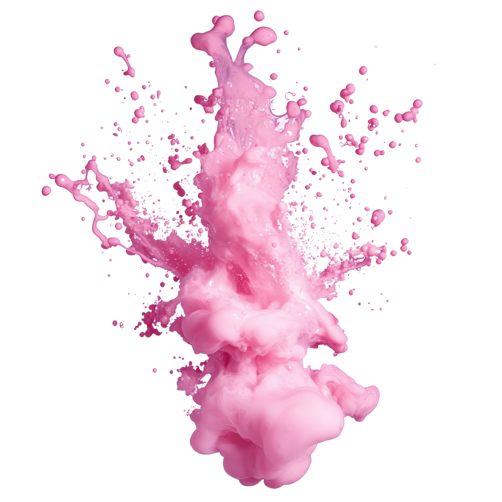 Isolated pink ink splash creating dynamic patterns on a clean transparent background for artistic and creative use, pink ink splash isolated on transparent background png