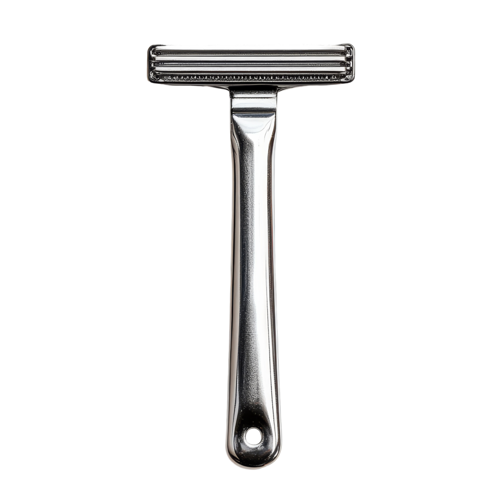 A shiny razor blade resting on a clean transparent background for grooming and shaving purposes, razor blade isolated on a transparent background png