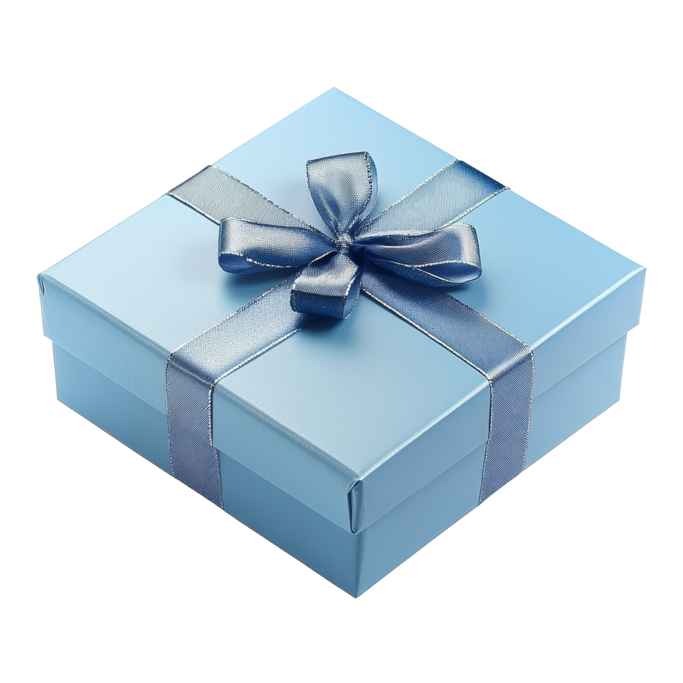 A beautifully wrapped blue gift box with a ribbon designed for special occasions and celebrations, Blue open gift box isolated png