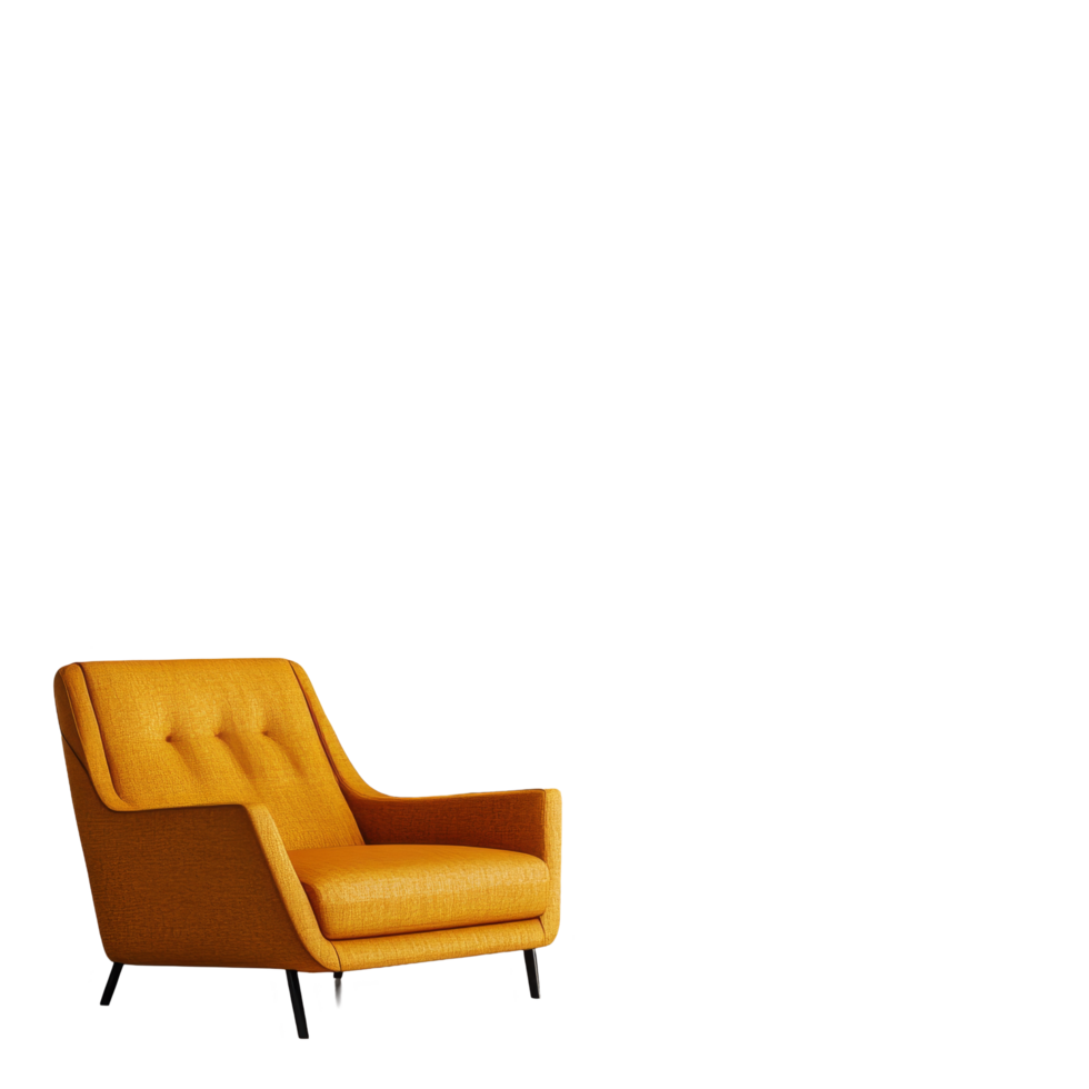 Bright yellow modern door with stylish chair and decor in contemporary interior design setting, Modern Home Door Elements isolated on transparent background background, interior design concept. png