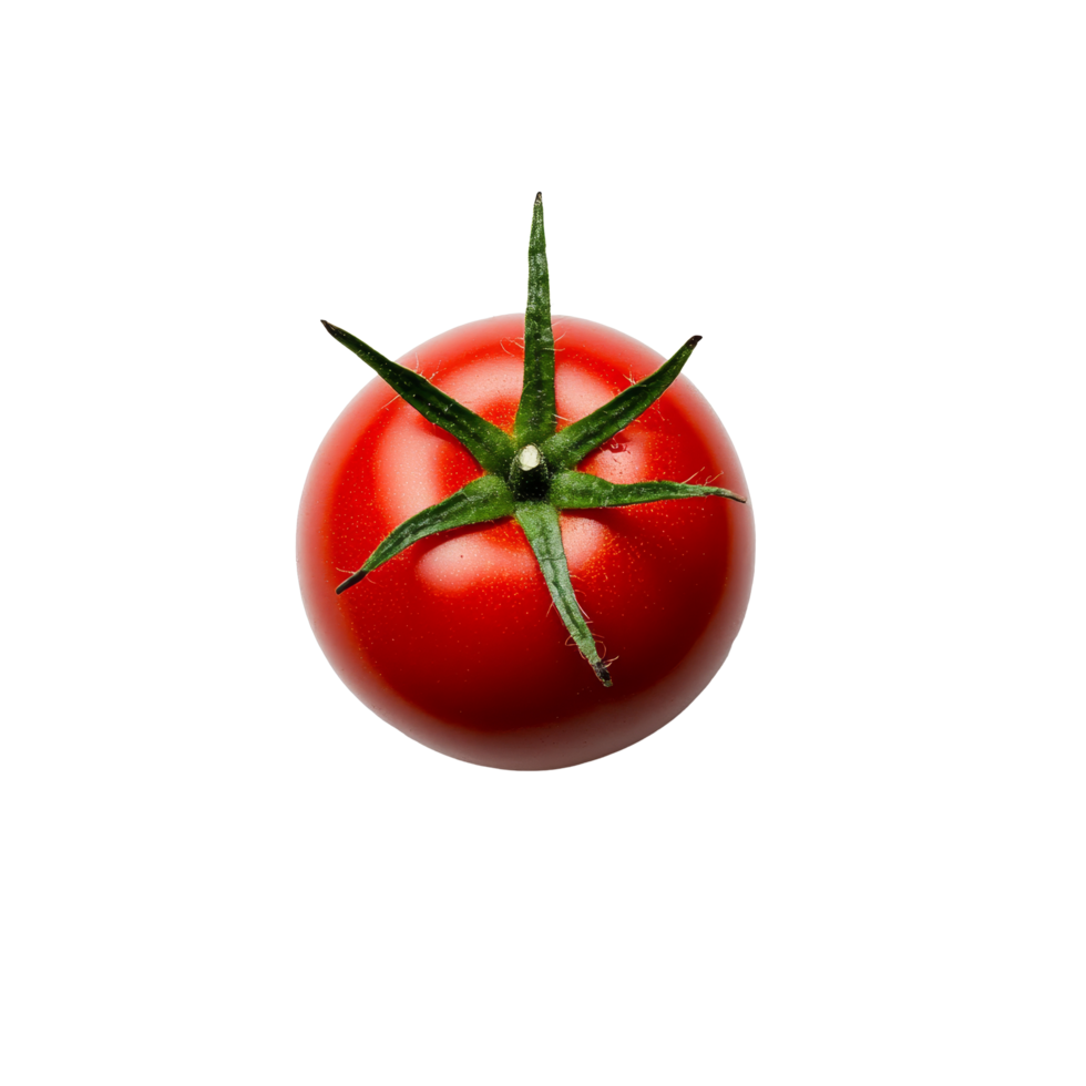 Bright, fresh red tomato on a clean transparent background, showcasing its vibrant color and natural shine, Fresh tomato on transparent background png