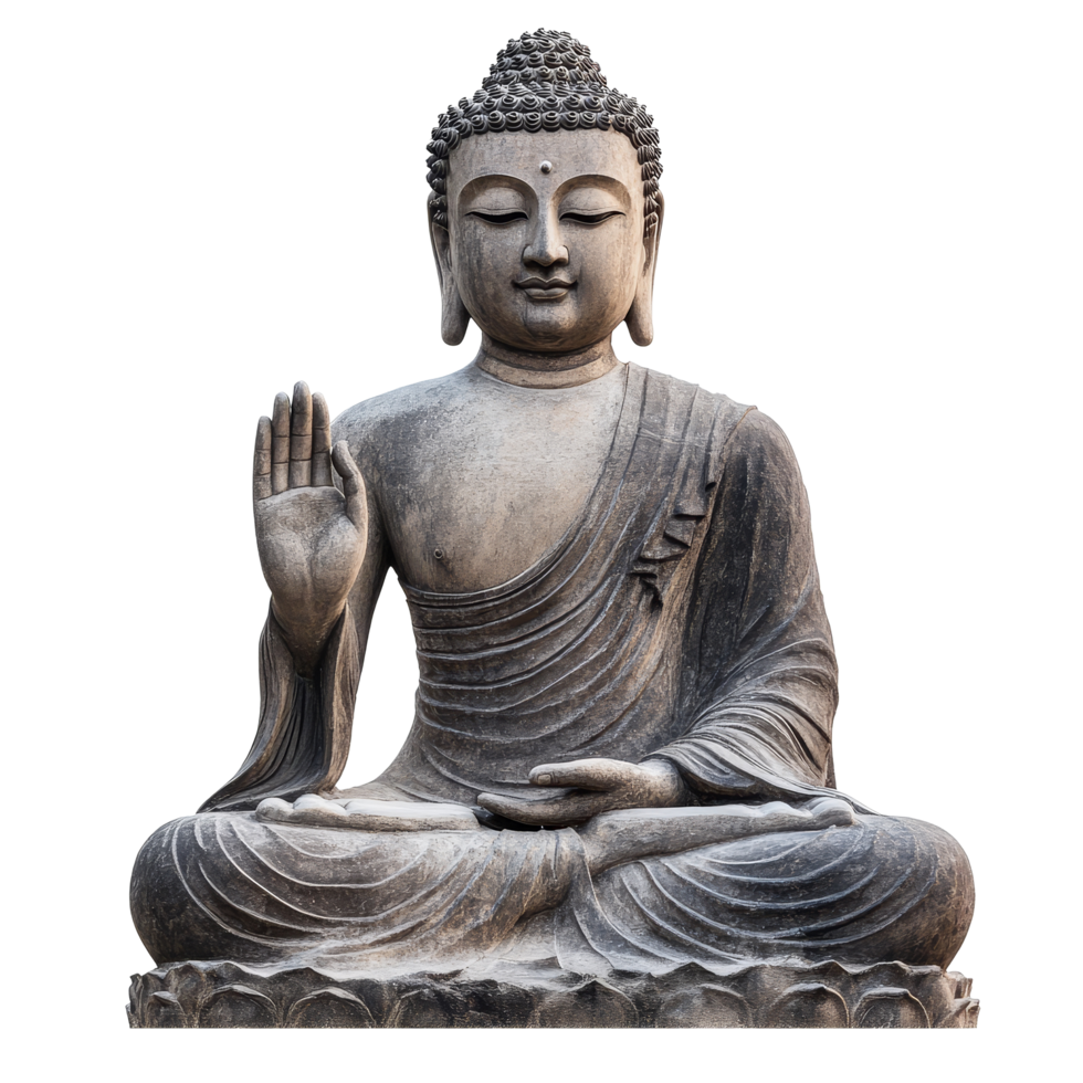 Buddha statue representing peace and wisdom isolated against a soothing backdrop, buddha statue sign for peace and wisdom isolated on transparent background png