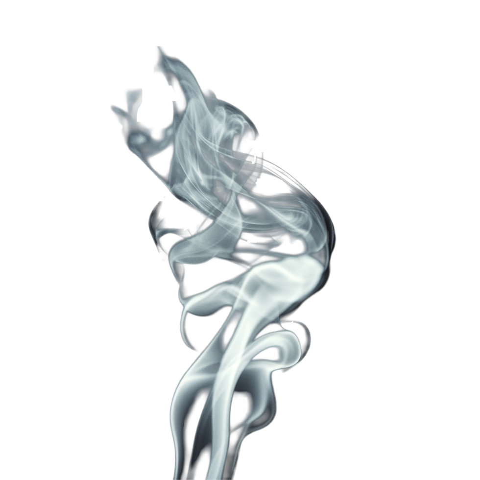 Delicate wisps of transparent smoke swirling gracefully against a solid black background in a serene and captivating display, smoke on black background png