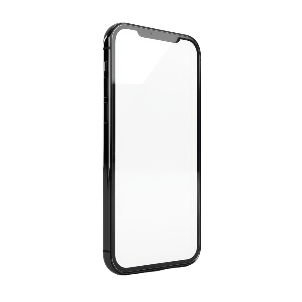 A sleek smartphone with a blank screen on a transparent background for seamless design presentation, 3d smartphone with blank screen transparent background png