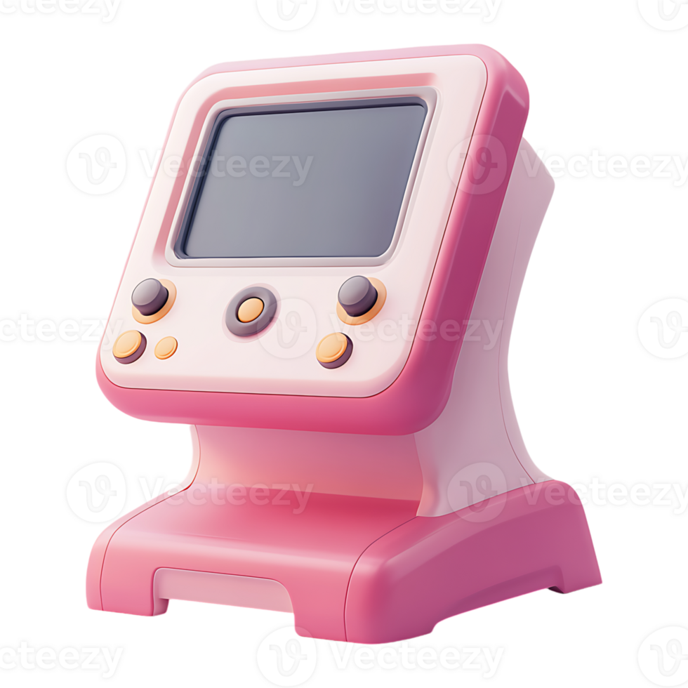 Pink computer with a screen on top png