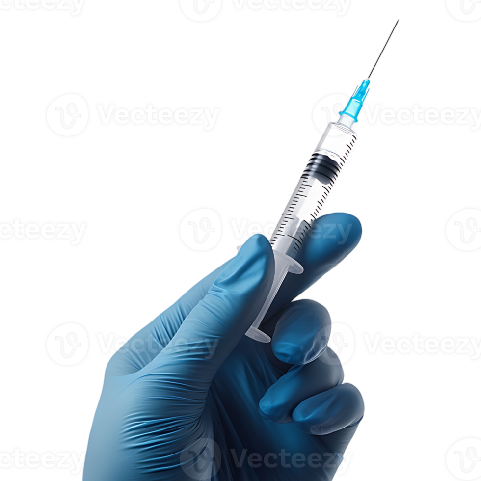 Hand holding an injection on a transparent background png