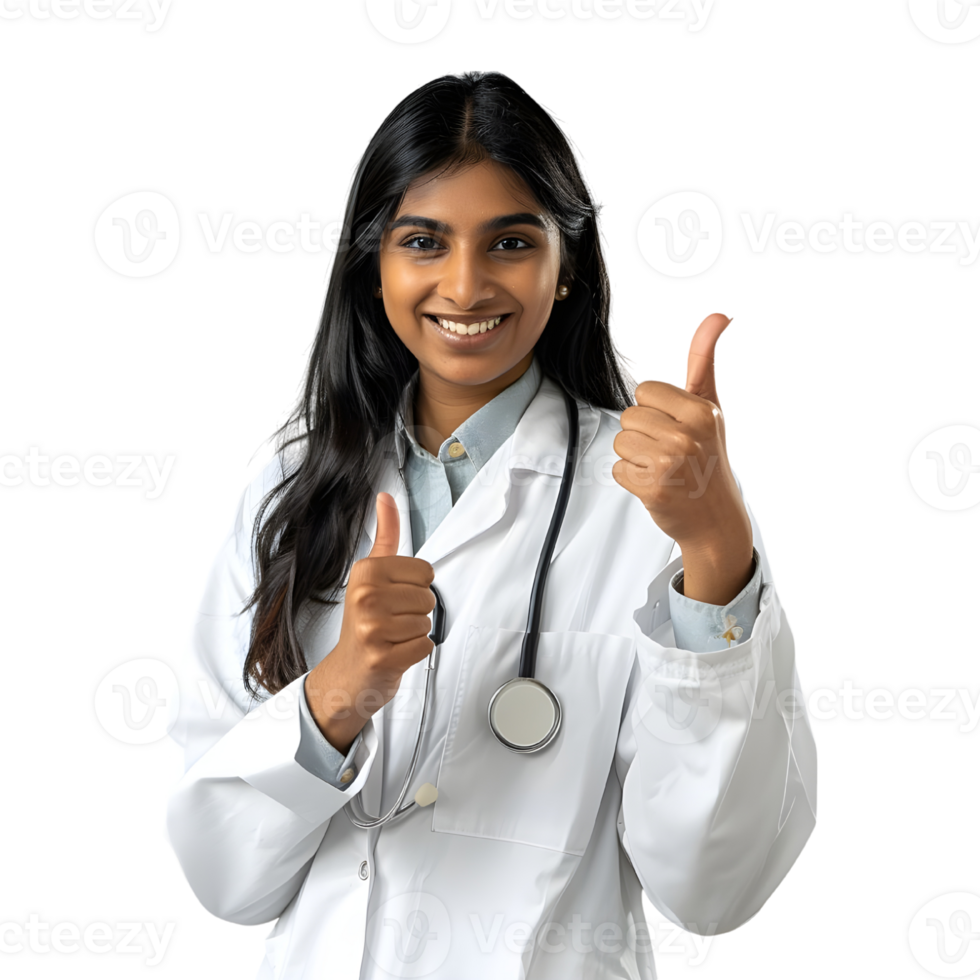 Indian female doctor showing thumbs up png