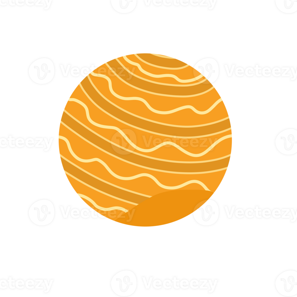 An orange planet with wavy lines on it png