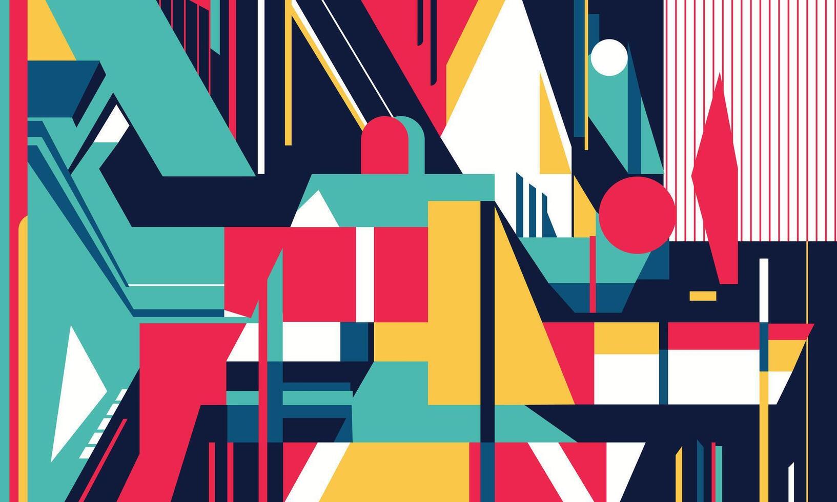 A colorful abstract painting with geometric shapes vector