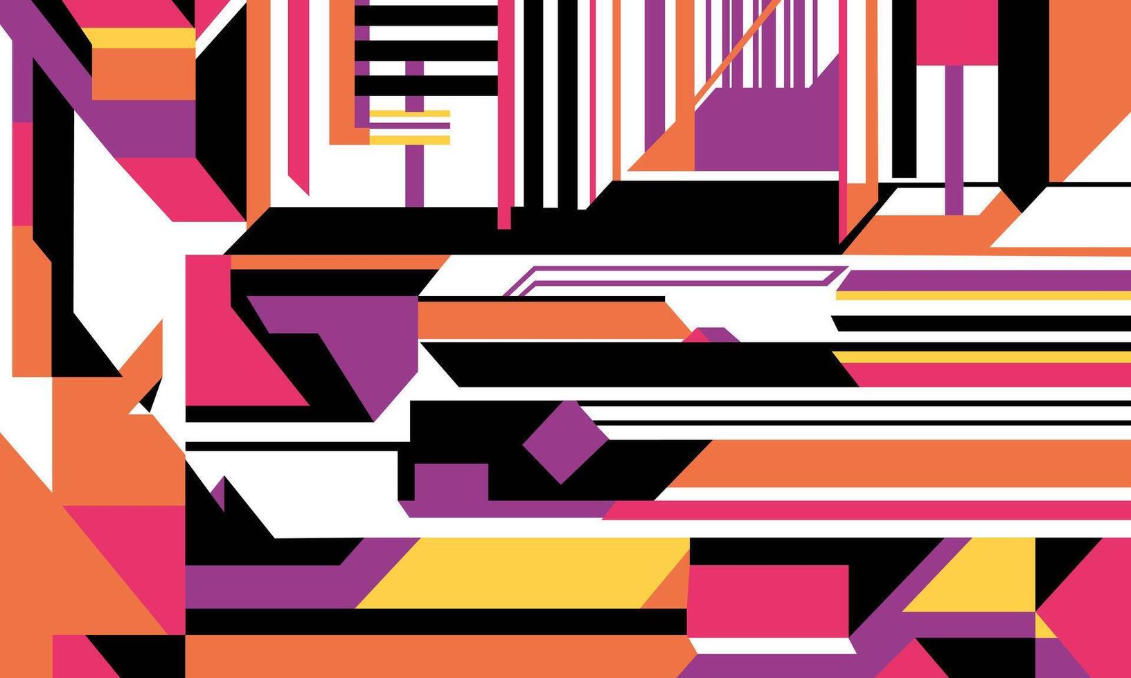 Abstract geometric pattern with orange, yellow and purple colors vector