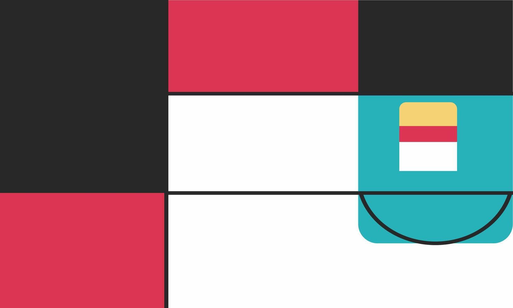 A red, white and black square with a black and white square vector