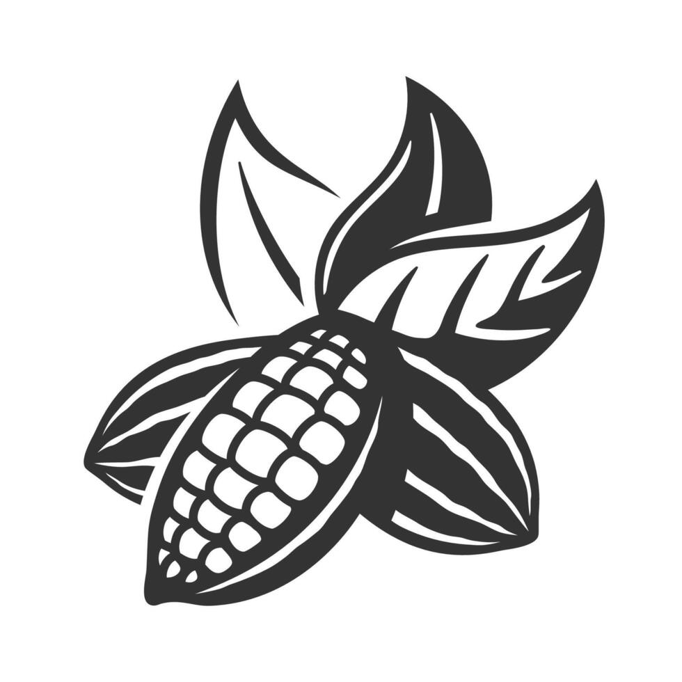 Cocoa pod black icon vector