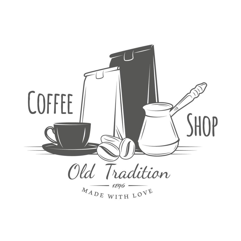 Coffee logo retro isolated on white background vector