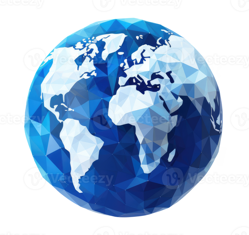 Polygonal style illustration of an Earth, Cut Out png