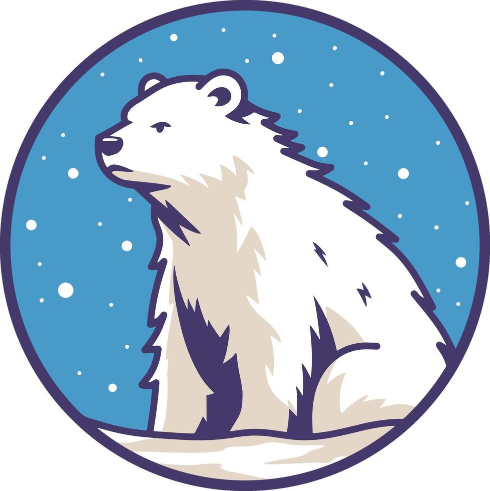 Circular polar bear logo cartoon vector