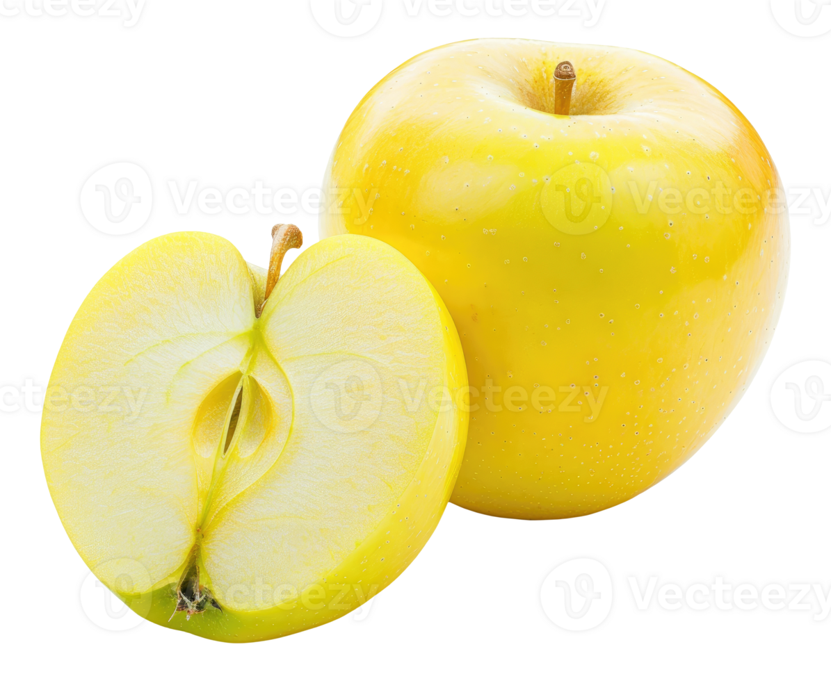 Yellow Apple with a half png