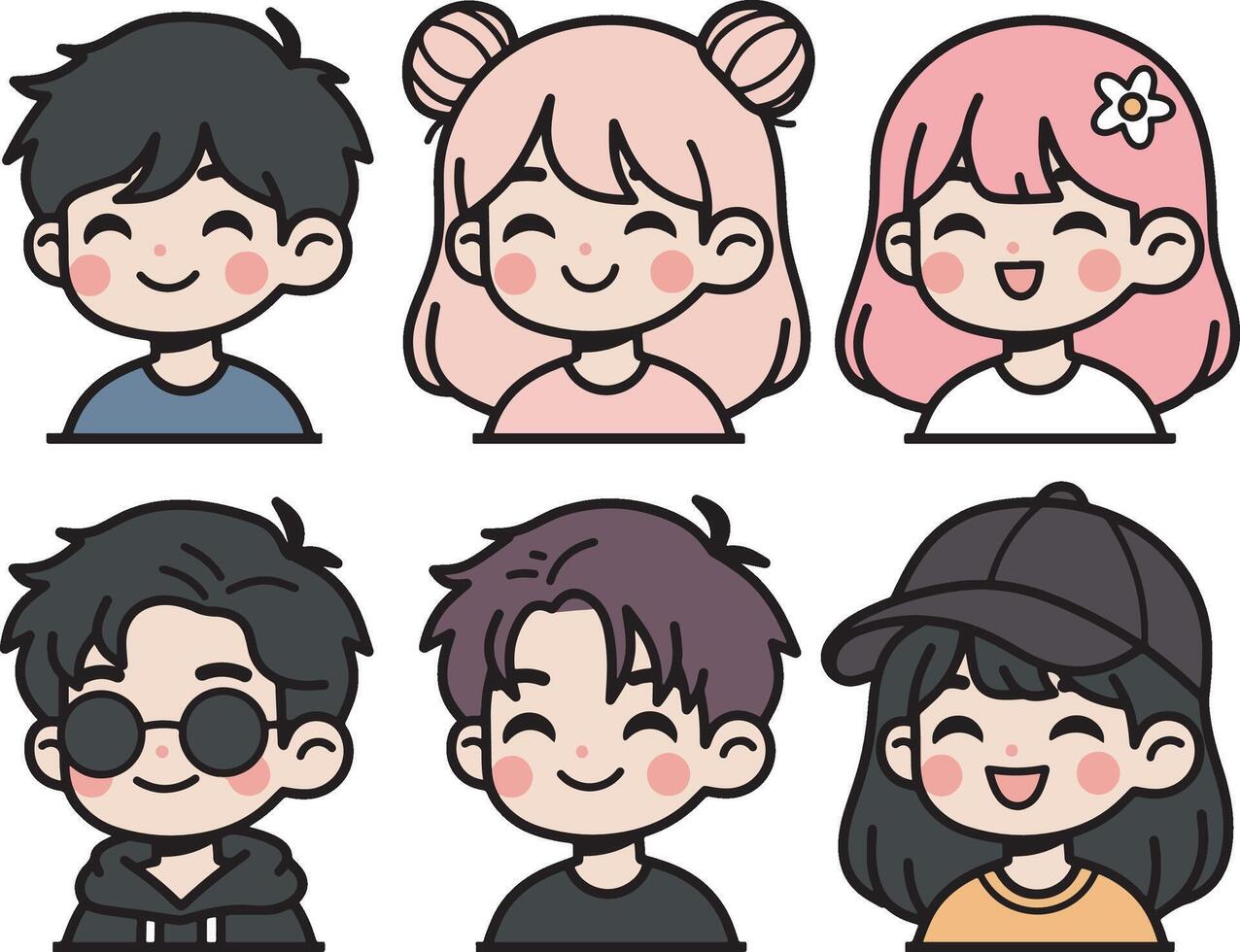 Cute character sets design art vector