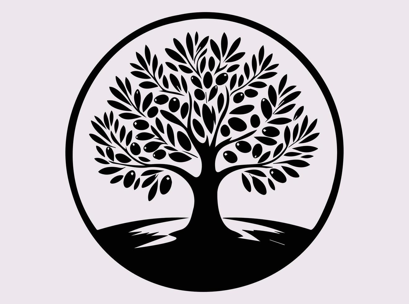 Minimalist Black Olive Tree Silhouette for Unique Design Projects vector