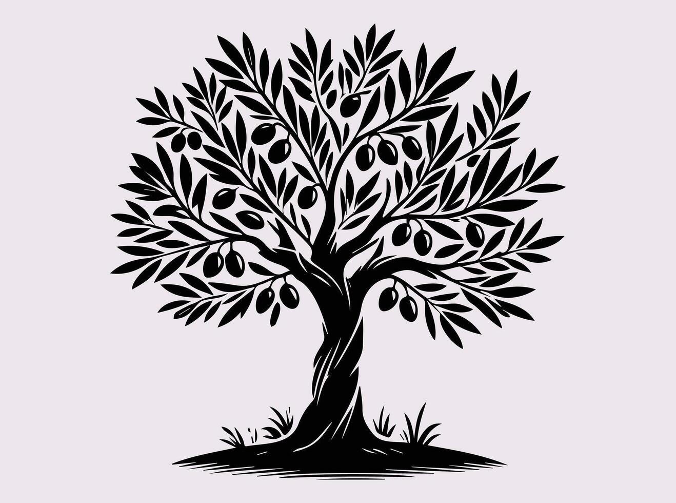 Olive Tree Silhouette in a Solid Color for Unique and Elegant Prints vector