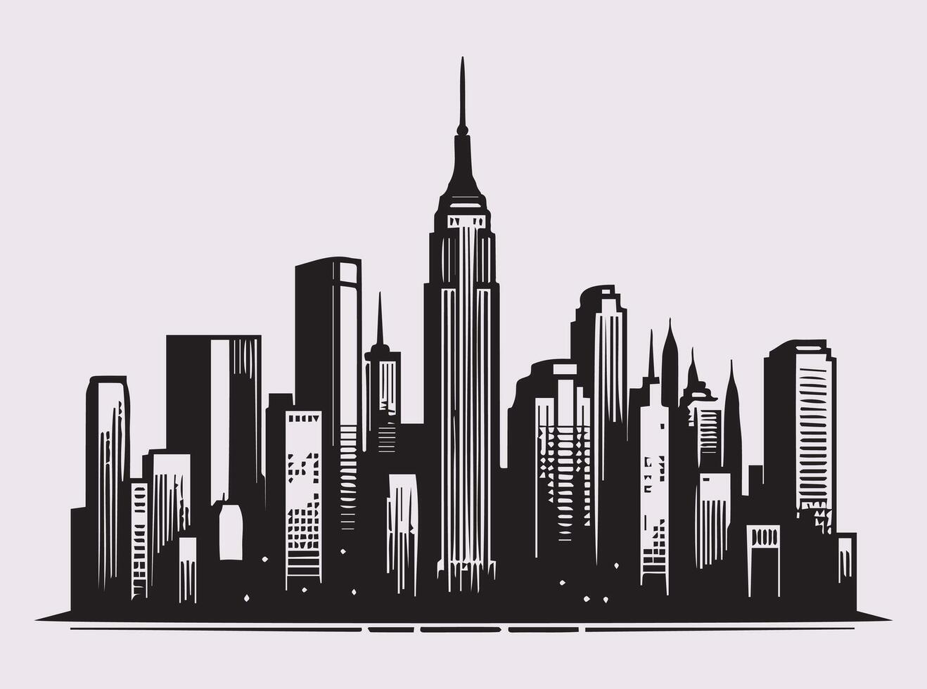 Modern City Skyline Silhouette for Architectural and Urban Art Projects vector