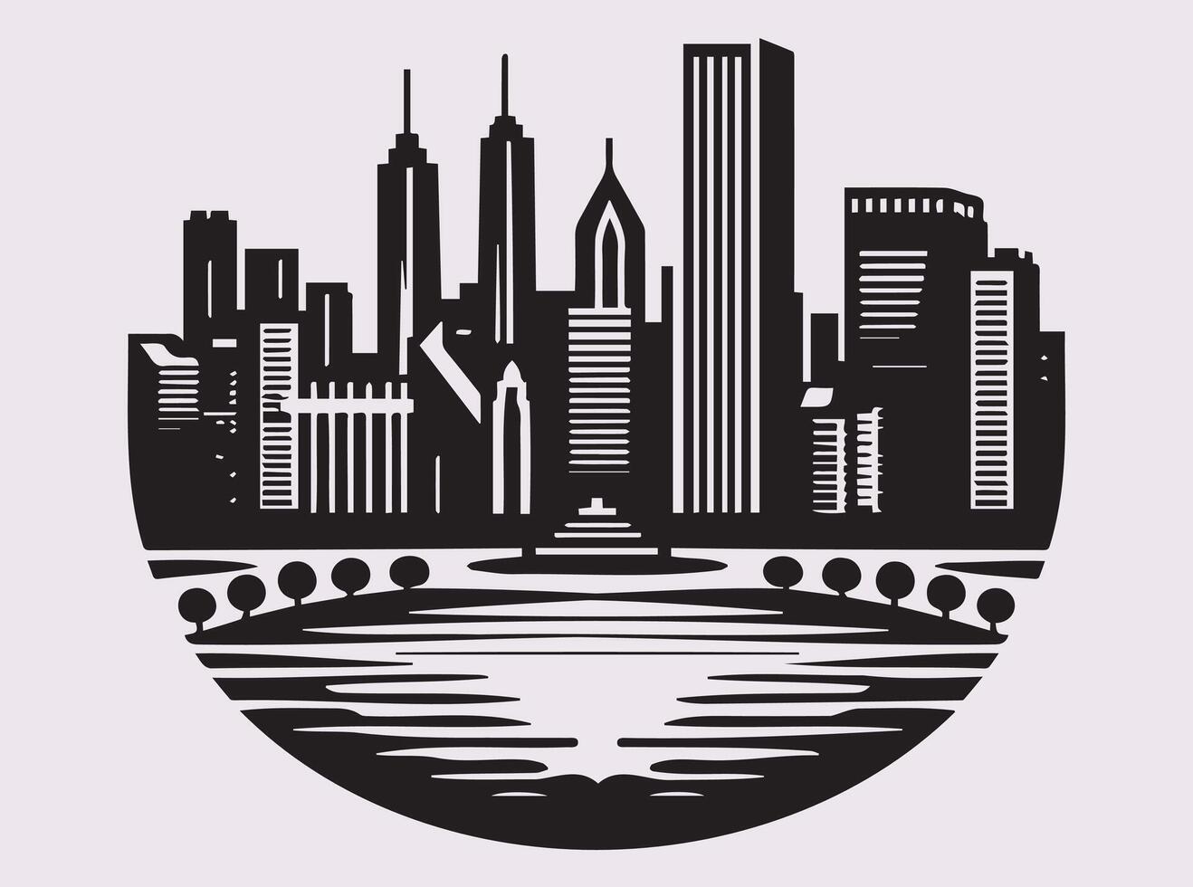 Striking City Skyline Silhouette for Urban Landscape and Cityscape Art vector