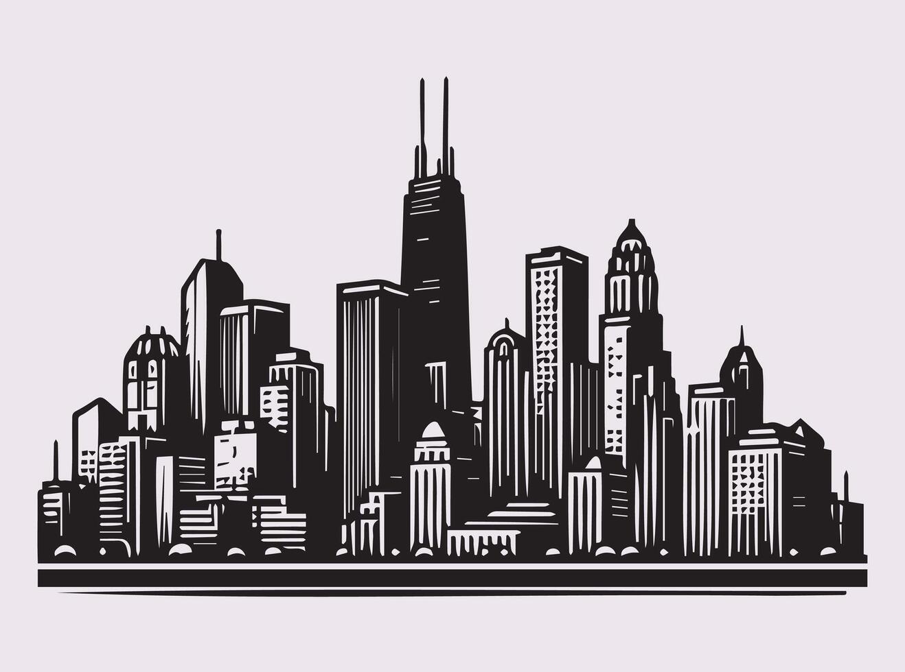 Black City Skyline Silhouette for Digital Art and Urban Landscape Designs vector