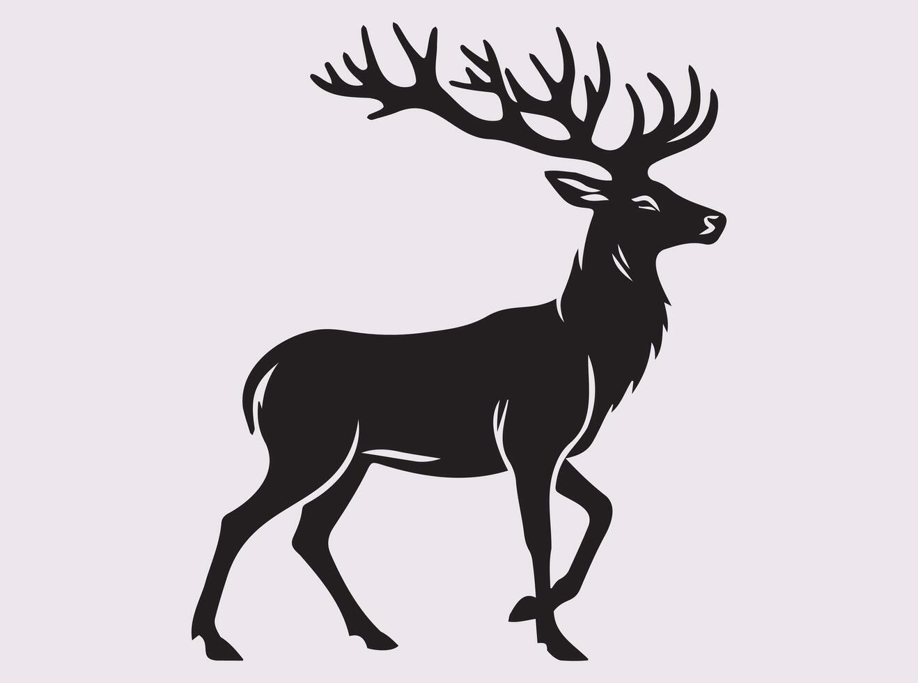 Black Deer Silhouette with Antlers for Unique Design Concepts vector