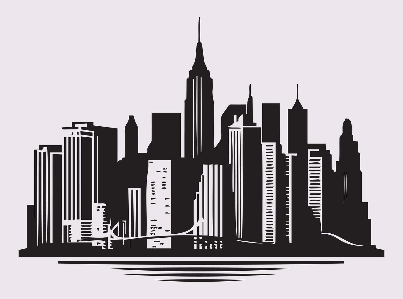 Beautiful City Skyline Silhouette for Cityscape and Architectural Themes vector