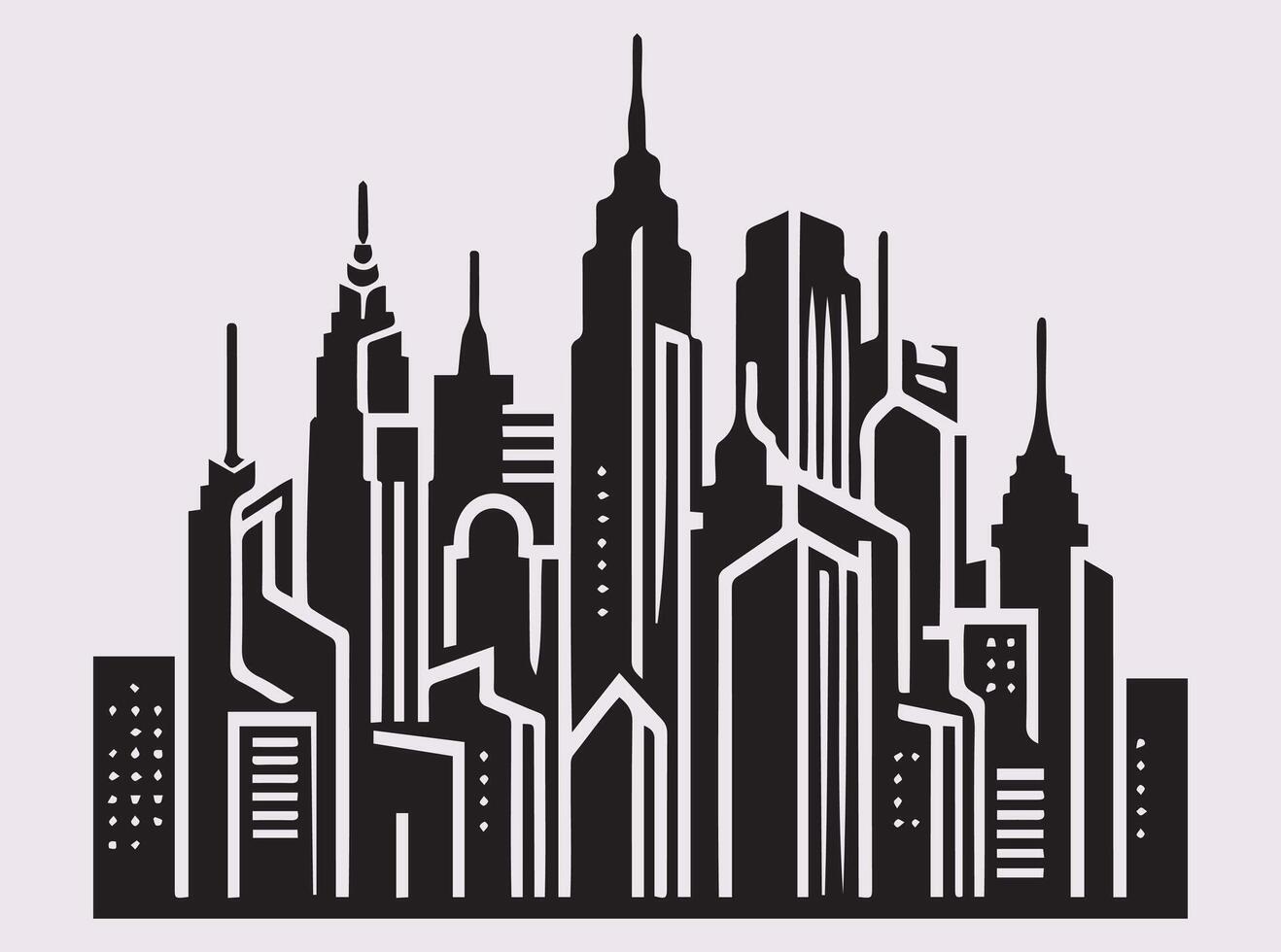 Silhouette of City Skyline for Downtown and Metropolitan Art Concepts vector