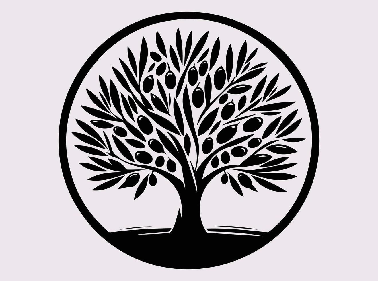 Stunning Black Silhouette of an Olive Tree for Logos and Illustrations vector