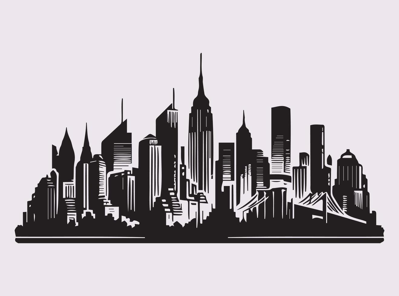Black City Skyline Silhouette for Scenic Urban Art and Graphic Designs vector