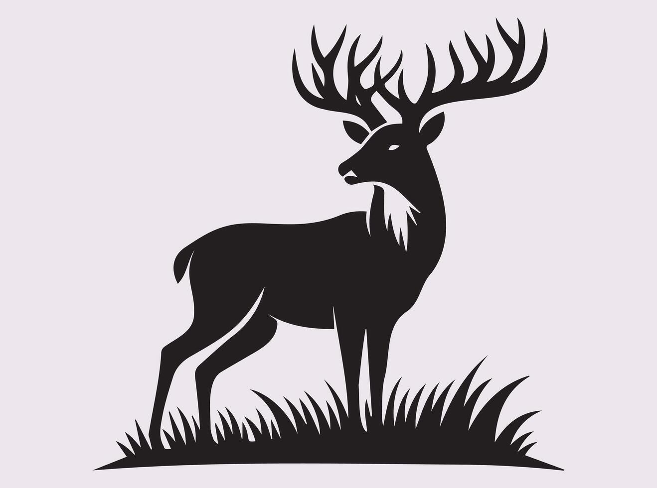 Deer Silhouette with Large Antlers for Iconic Design Styles vector