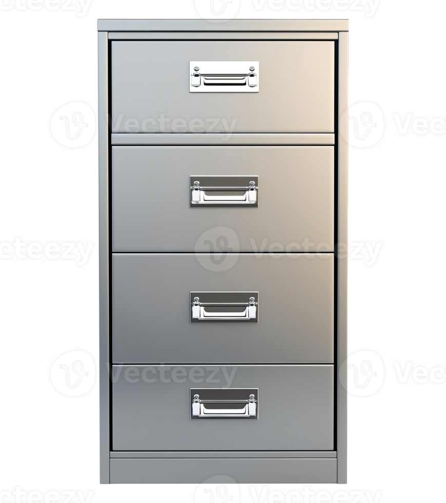 Steel file cabinet isolated on transparent background png