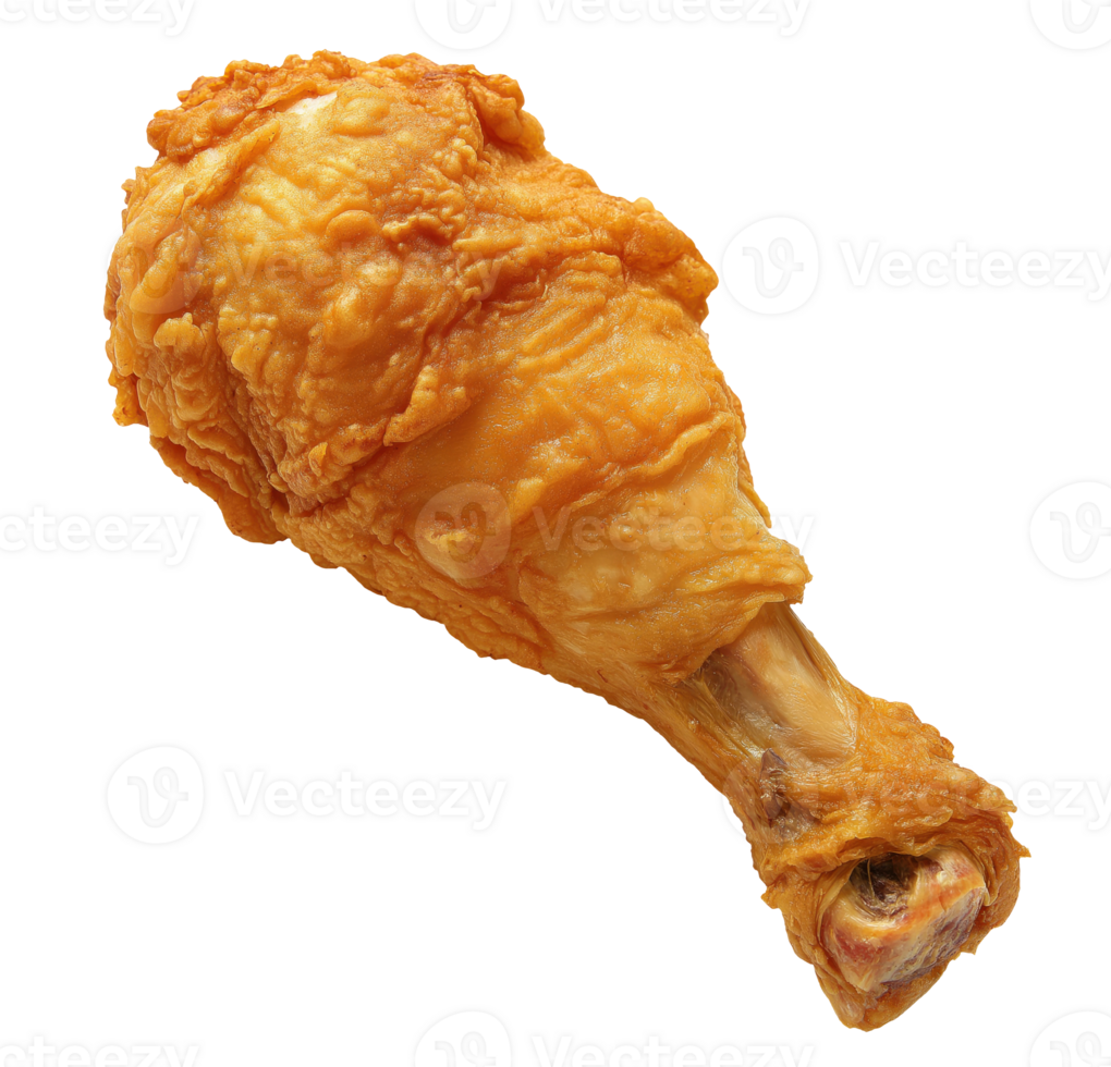 One fried chicken drumstick isolated on transparent background png