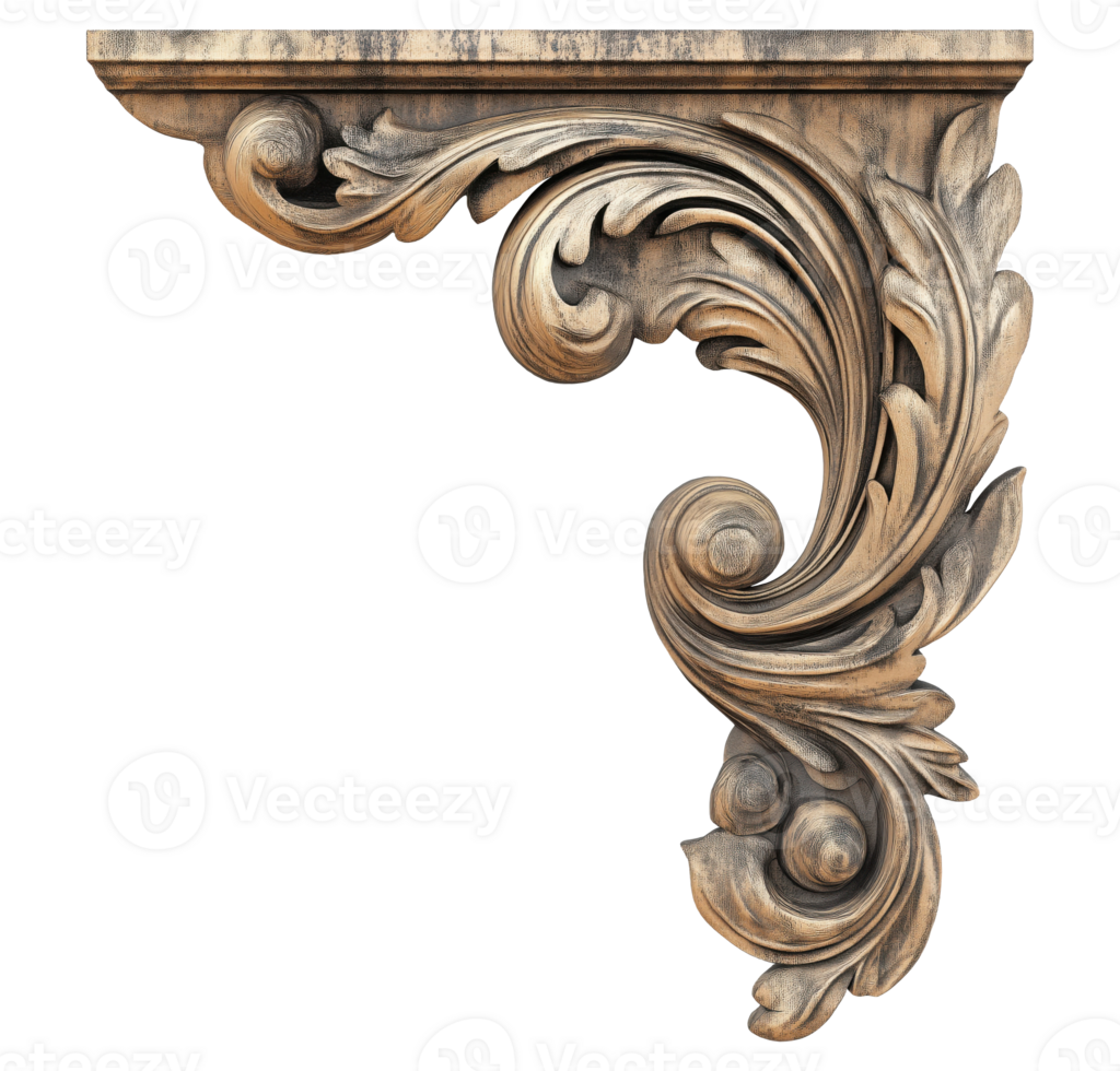 Decorative corner with floral design, isolated on a transparent background png
